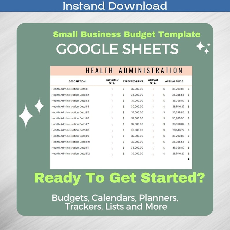 Small Business Budget Template - Editable Google Sheets for Simple ...