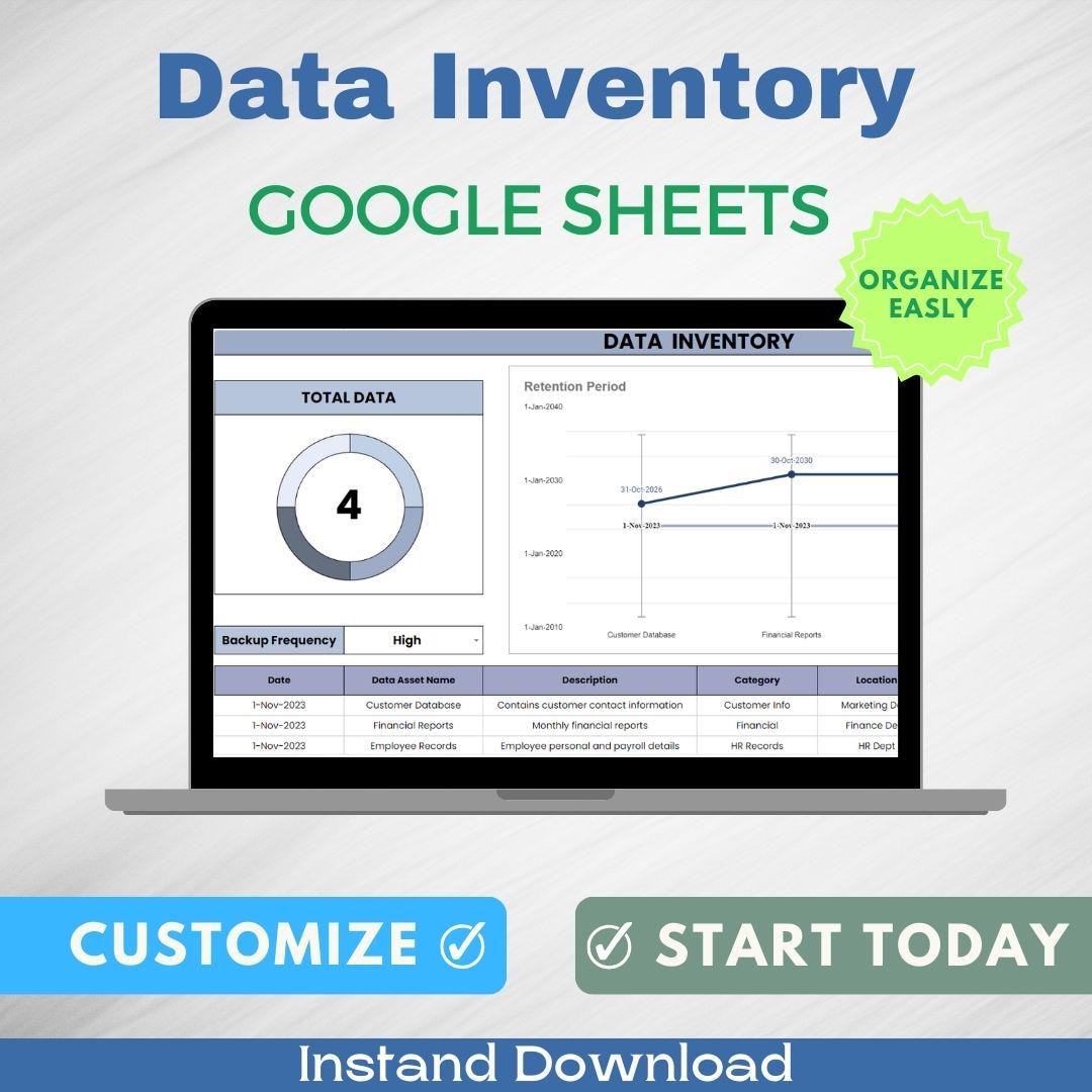 Data Inventory Template, Google Data Organizer, Inventory Management ...