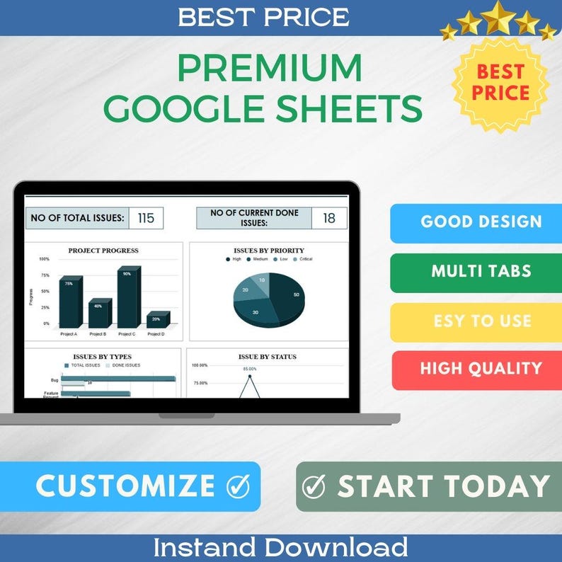 Ultimate Dashboard Template Bundle, Editable Google Sheets, Business ...