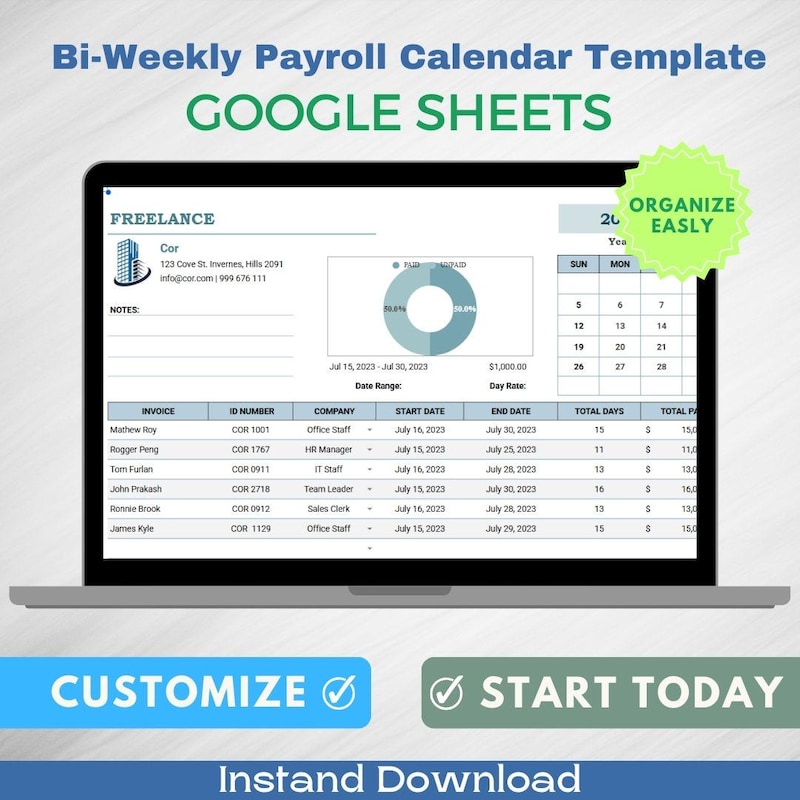 Biweekly Payroll Calendar - Etsy
