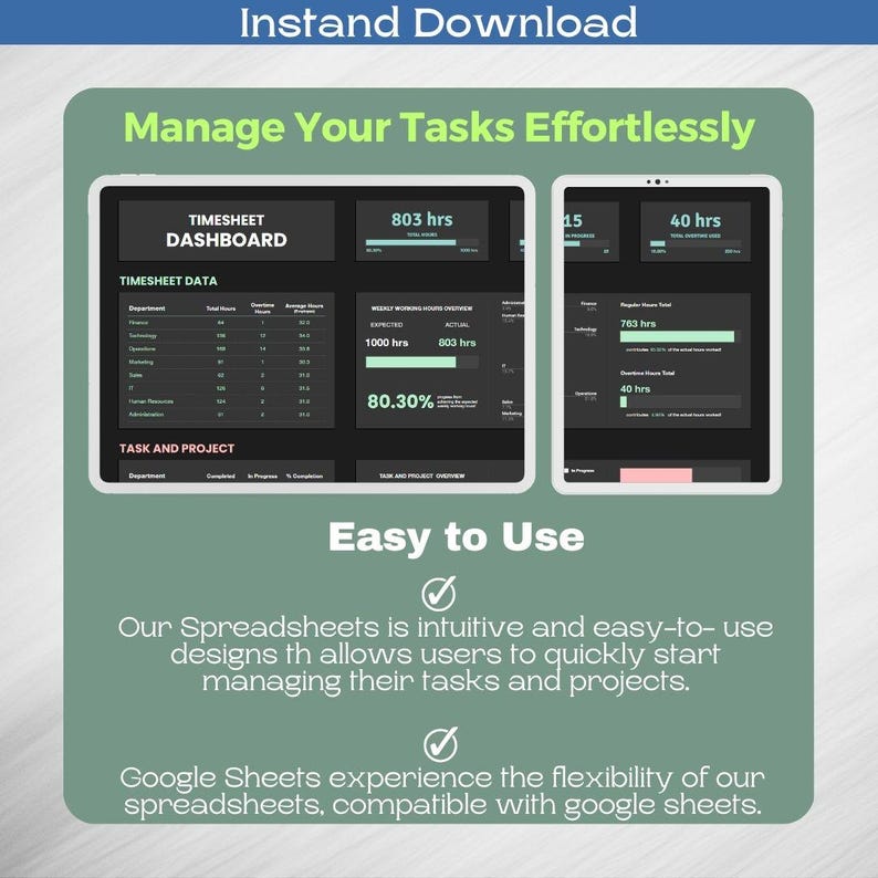 Timesheet Analysis Timesheet Dashboard Template Editable Google Sheets for Employee Time ...