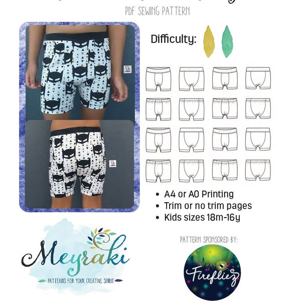 Baseball Boxer Briefs Kids Grössen 18m-16 von Meyraki Patterns
