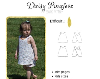 Meyraki Mönster Daisy Pinafore Storlek Preemie till 16 År, Pojke, Flicka, Småbarn, Spädbarn, Baby PDF Symönster Digital Nedladdning
