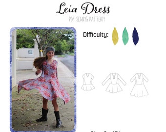 Meyraki Patterns Leia Dress girls sizes 3m-12Y PDF sewing pattern digital download