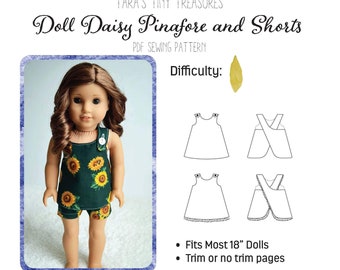 Doll Daisy Pinafore and Shorts PDF Sewing Pattern (Fits 18" Dolls)