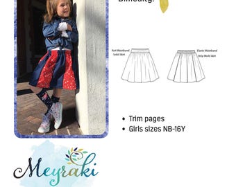 Snapdragon Skirt Girls strip skirt PDF sewing tutorial NB-16