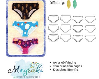 Jr. Varsity Bikini and Briefs Sewing Pattern (Kids Sizes 18m-14y)