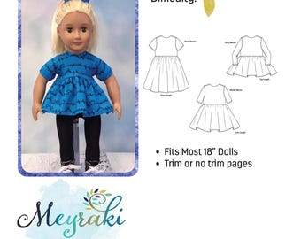 Patrón de costura en PDF para vestido de muñeca Play Date (para muñecas de 45 cm).