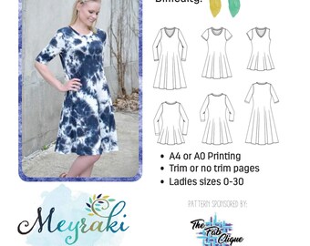 All Seasons Knit Top, Tunic or Dress PDF Sewing Pattern sizes 0-30