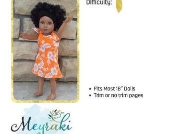 Doll Tulip Tie Dress and Top PDF Sewing Pattern (Fits Most 18" Dolls)