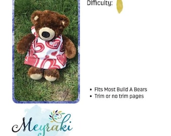 Tulip Tie Dress PDF Sewing Pattern for Build-A-Bear Animals (Beginner)
