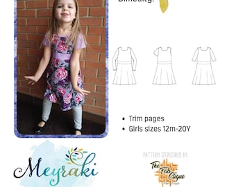 Sweet 'N Sassy Girls dress sizes 2-20Y PDF sewing pattern