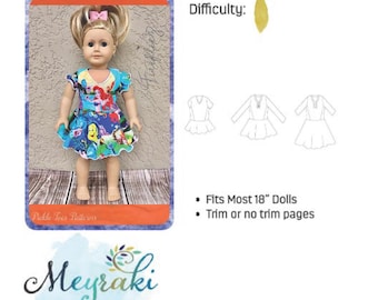 Patrón de costura en PDF para vestido de Leia para muñeca, apto para muñecas de 45 cm (18 pulgadas), tela de punto (descarga digital).