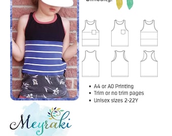 Triple Play Tank kids PDF sewing pattern, projector file now included