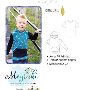Patrón de costura en PDF para camiseta con estampado de pepinillos encurtidos: Tallas infantiles 2-22, varias opciones (descarga digital).