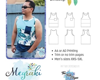 Triple Play Tank Mens sizes XXS-5XL PDF sewing pattern