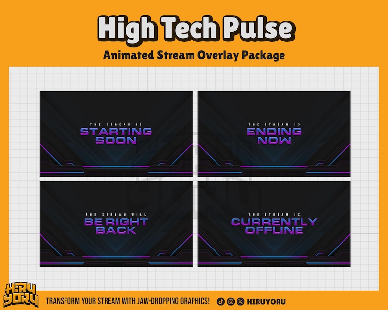 Sci-fi Animated Stream Overlay Package : High Tech Pulse (webm, PNG) - Etsy