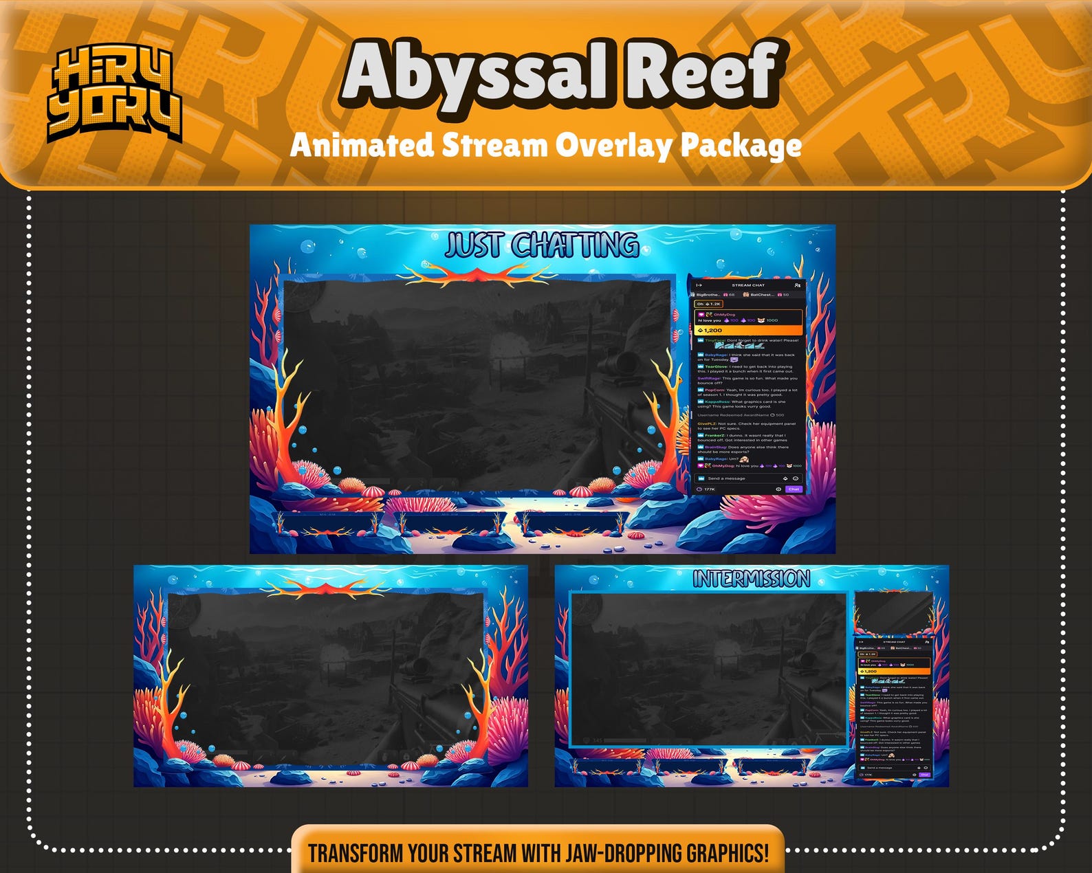 Abyssal Reef Animated Stream Overlay : Coral Theme - Etsy