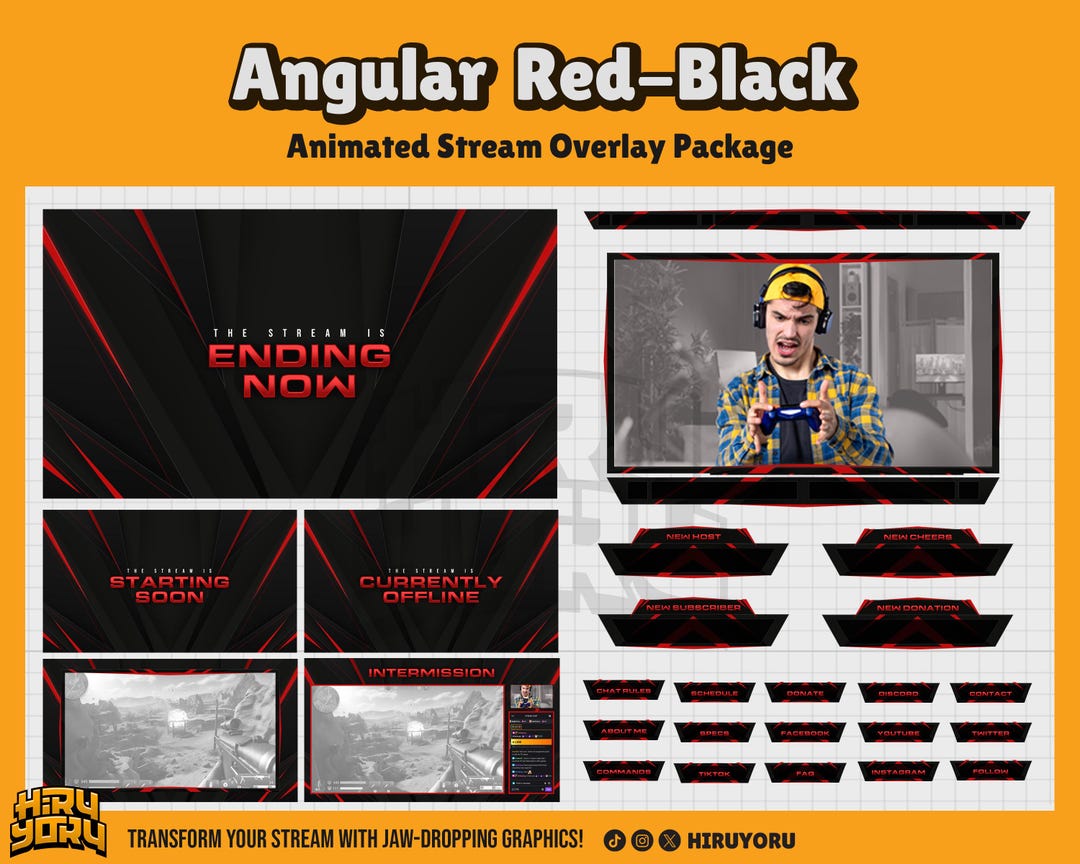 Red-black Animated Stream Overlay : Angular Design (digital Download ...