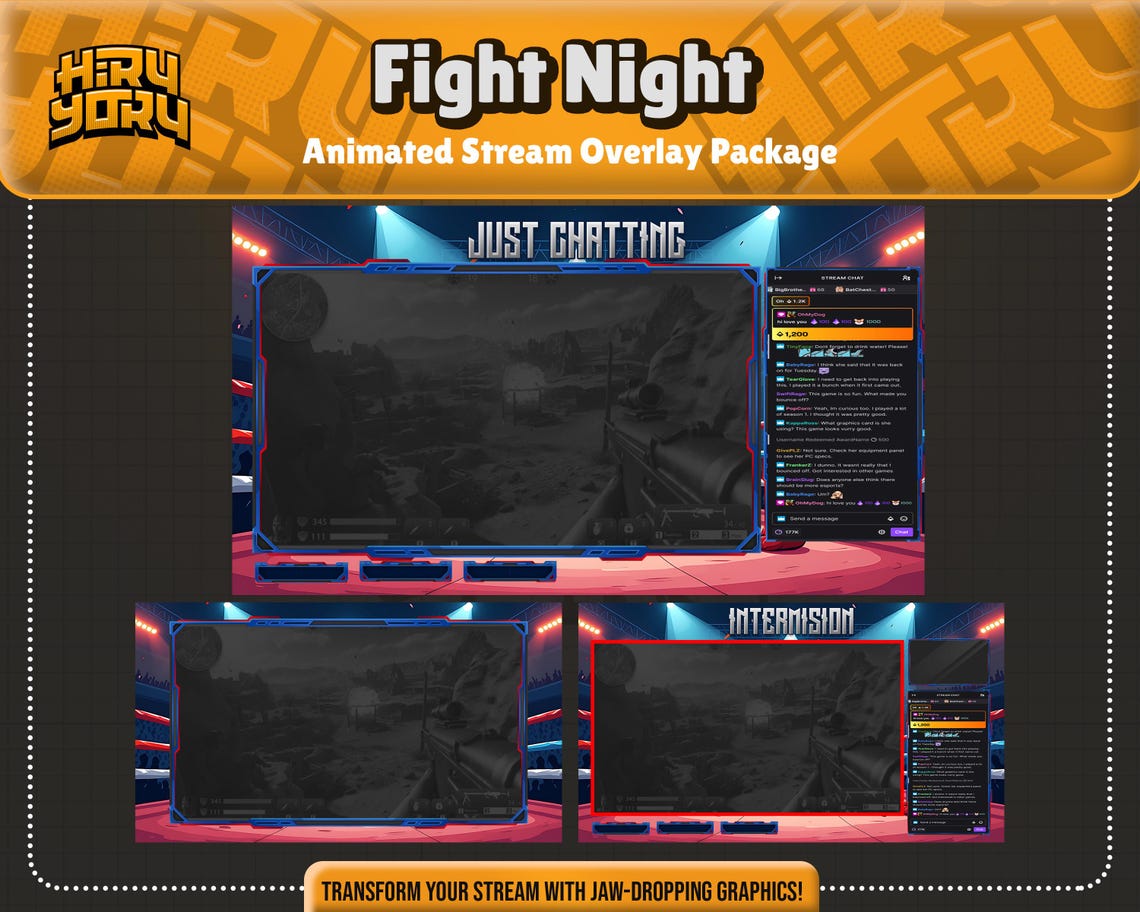 Fight Night Animated Stream Overlay : Boxing Arena Theme - Etsy