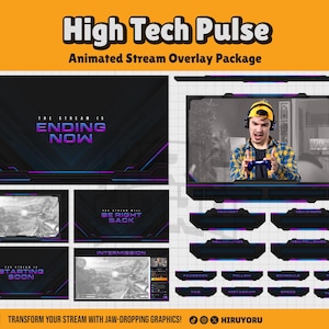 High Tech Pulse Animated Overlay Package for Twitch, YouTube, Kick | Sci-Fi Stream Graphics | Twitch Overlay | stream overlay