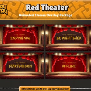 Red Stream Drawing Red Theater Animated Stream Overlay Package : Vintage Twitch, Youtube ...