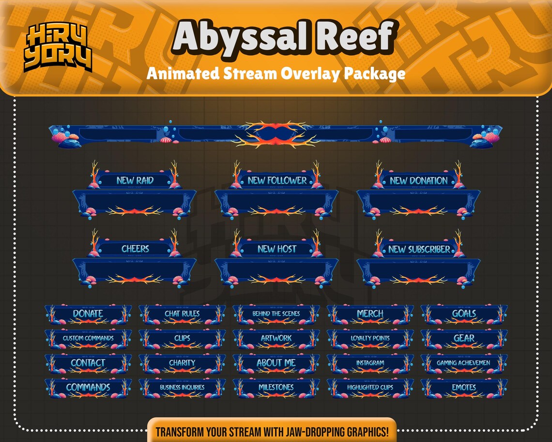 Abyssal Reef Animated Stream Overlay : Coral Theme - Etsy