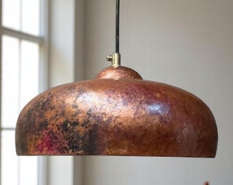 Handmade Copper Pendant Light: Rustic Kitchen Island Lighting
