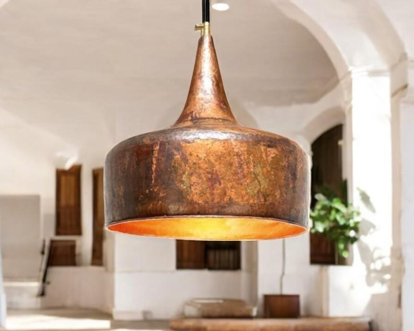 Rustic Copper Lights Handmade Rustic Copper Pendant Light: Patina Kitchen Island Lamp - Etsy