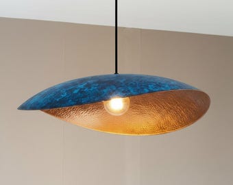 Handgefertigte Patina Kupfer Pendelleuchte - Moderne Rustikale Kuppel Beleuchtung
