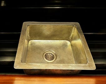 Handmade Hammered Brass Undermount Sink: Rustic Farmhouse Bar Sink