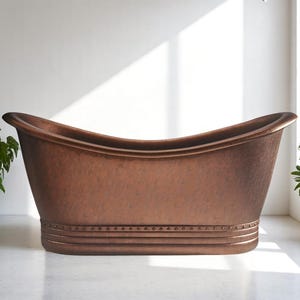 Handmade Copper Soaking Tub With Patina Finish, Copper Bathtub, Freestanding Hammered Soaking Tub for Luxury Spa Home, Antique Clawfoot Bath