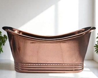 Handgefertigte Kupferbadewanne, Luxus polierte Kupferbadewanne, handgefertigte freistehende Badewanne für Spa, rustikale Vintage Kupferbadewannen