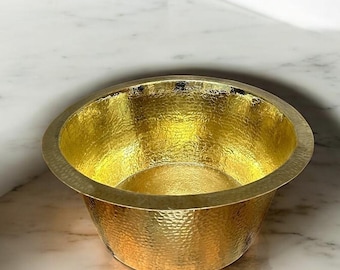 Handcrafted Hammered Brass Bar Sink: Unlacquered Round Prep Sink