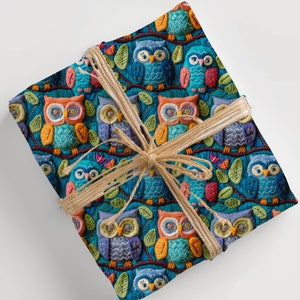 Cute Owl Wrapping Papers, Cute Owl Pattern Gift Wrap for Present, Holiday Owl Gift Wrap Roll, Birthday Owl Patterned Wrapping Paper