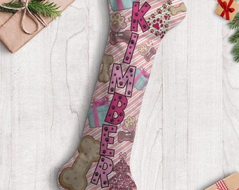 Personalized Dog Bone Christmas Stocking: Custom Velvet Holiday Decor