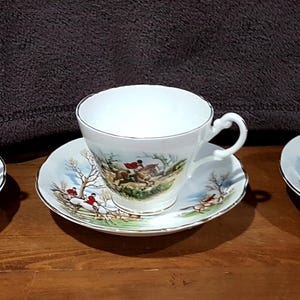 Vintage 6 piece Mix & Match Royal Stuart And Regency Fine Bone China Cup - Saucer Tea Set