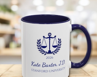 Taza de cerámica personalizada para graduado de la facultad de derecho (11 oz, 15 oz), regalo de graduación de la facultad de derecho, regalo para nuevos abogados, regalos de graduación, recuerdo de graduado