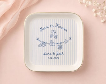 Custom Newlywed Ceramic Jewelry Dish, Mr and Mrs Keepsake, Custom Ring Dish, Just Married Gift, First Year Married Gift, Married Bauble