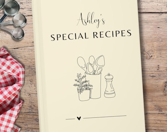 Custom Recipe Book, Chef Journal, Family Recipe Book, Baker Recipe Book, Personalized Recipes, Minimal Recipe Book, Recipe Notebook