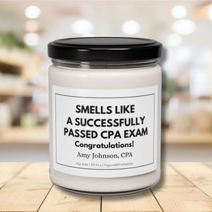 Gepersonaliseerde CPA-geurkaars soja, nieuw CPA-cadeau, accountantscadeaus, gefeliciteerd, CPA-examen, gepersonaliseerde kaars, cadeau examen