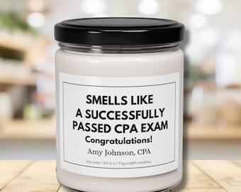 Personalized CPA Scented Soy Candle, New CPA Gift, Accountant Gifts, Congratulations Gift, CPA Exam, Personalized Candle, Exam Pass Gift