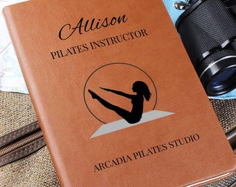 Custom Pilates Instructor Leather Journal, Pilates Teacher Gift, Pilates Journal, Pilates Lover Gift, Thank You Pilates, Pilates Hottie Gift