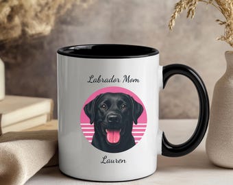 Custom Labrador Retriever Ceramic Mug: 11 oz and 15oz, four interior colors; Personalized Dog Mug, Labrador Gifts, Personalized Dog Mug