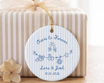 Custom Newlywed Ceramic Christmas Ornament, Married First Christmas, Mr and Mrs Ornament, First Year Married Gift, Married Keepsake