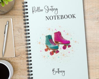 Aangepaste rolschaats spiraal notebook, rolschaatser geschenken, skate coach cadeau, roller derby cadeau, rolschaats cadeaus, rolschaatsen meisje