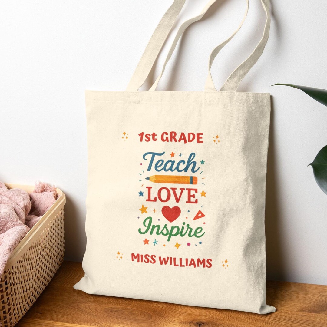Custom Canvas Teacher Tote Bag, Back to School Gift, Teacher ...