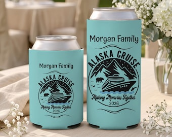 Custom Family Alaska Cruise Can Cooler, Alaska Cruiser, Alaska Cruise Vacation, Koozies Cruise, Cruise Trip Alaska, Personalized Cooler