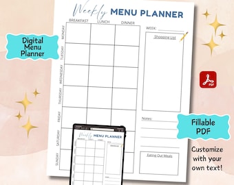 Weekly Meal Planner, Grocery List, Meal Plan Weekly PDF, Family Food Planner, Household Planner, Menu Planner, Digital Meal Planner