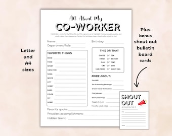 All About My Coworker Printable, Get to Know My Team, Team Building Survey, All About Me Survey, Employee Favorites, Get to Know Employee